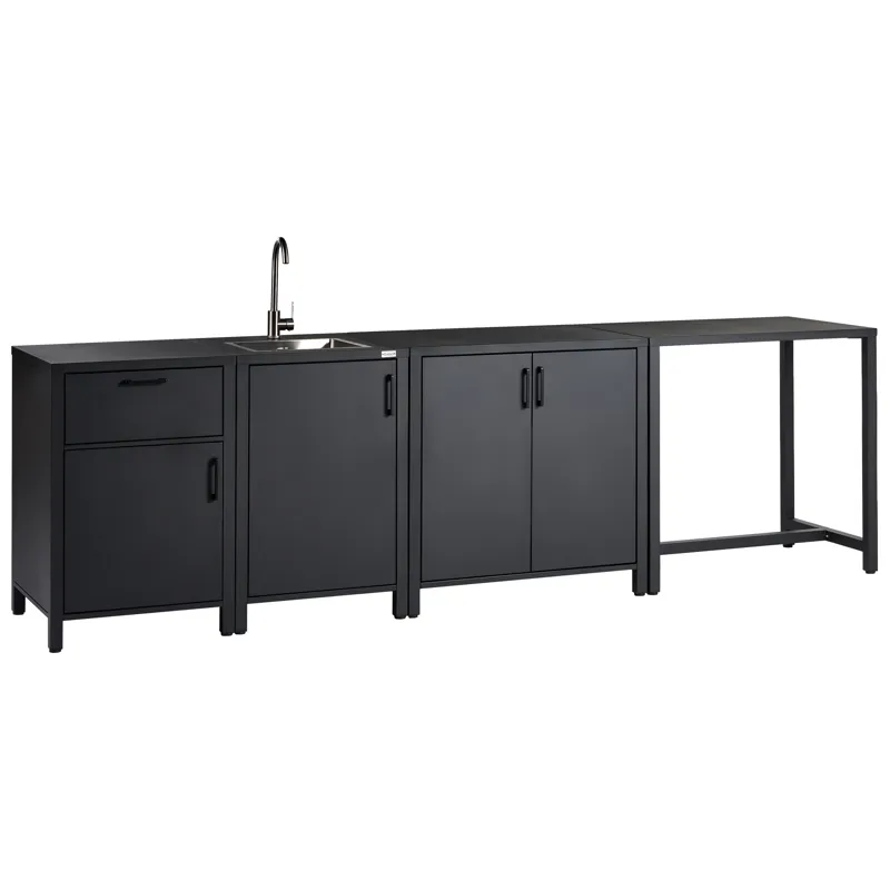 Udekøkken med vask Rocha Aluminium, Grå