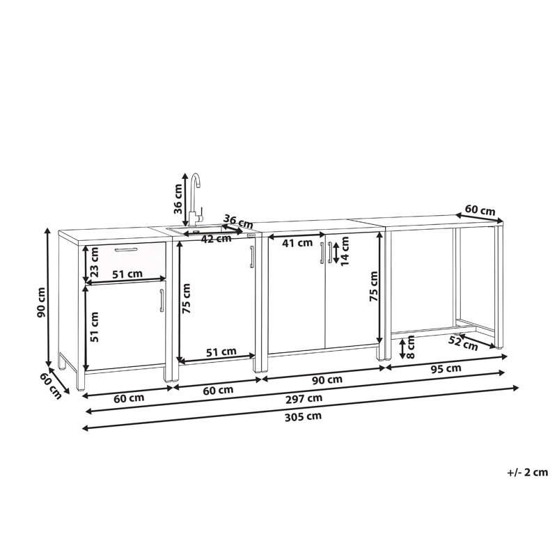 Udekøkken med vask Rocha Aluminium - Grå - Have - Grill - Udekøkken - Komplette udekøkkener