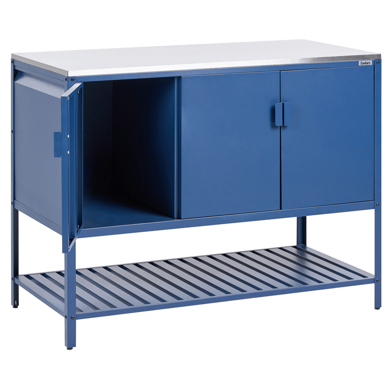 Udekøkkensæt i 2 dele med barbord Maenza - Blå/Sølv - Have - Grill - Udekøkken - Komplette udekøkkener