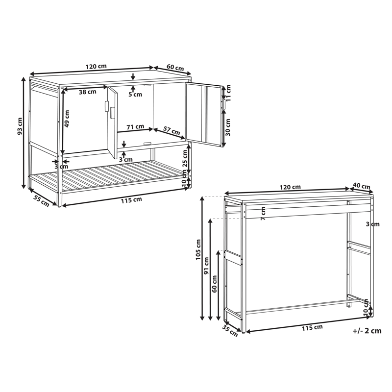 Udekøkkensæt i 2 dele med barbord Maenza Stål - Grøn/Sort - Have - Grill - Udekøkken - Komplette udekøkkener