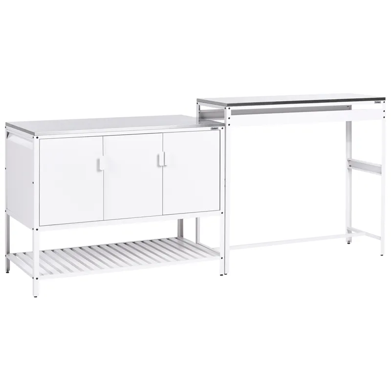 Udekøkkensæt i 2 dele med barbord Maenza Stål, Hvid/Sort