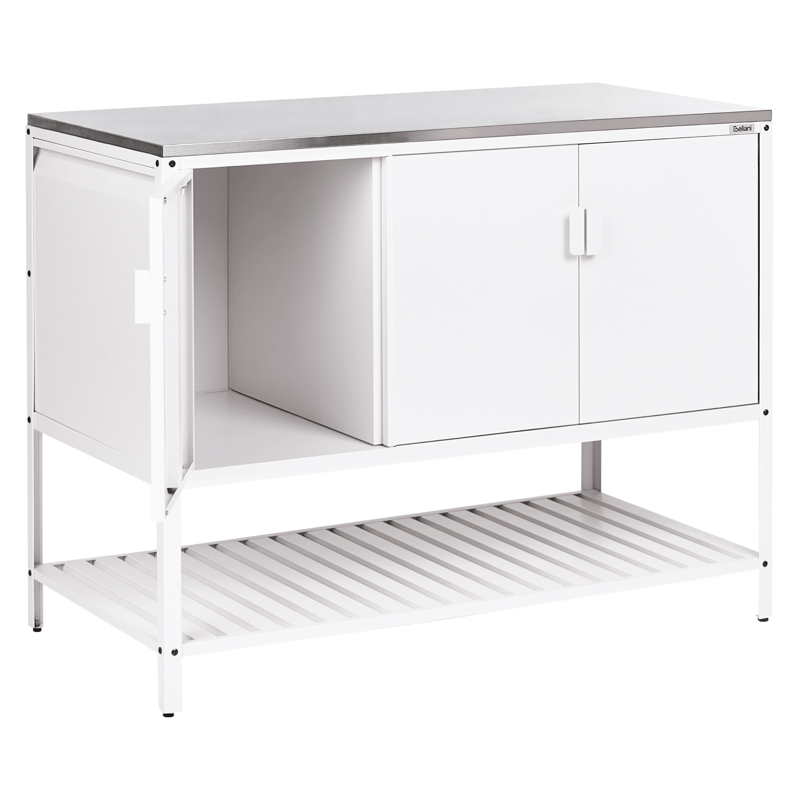 Udekøkkensæt i 2 dele med barbord Maenza Stål - Hvid/Sort - Have - Grill - Udekøkken - Komplette udekøkkener