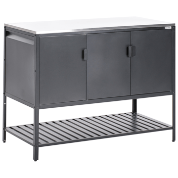 Udekøkkensæt i 2 dele med barbord Maenza Stål - Sort/Sølv - Have - Grill - Udekøkken - Komplette udekøkkener