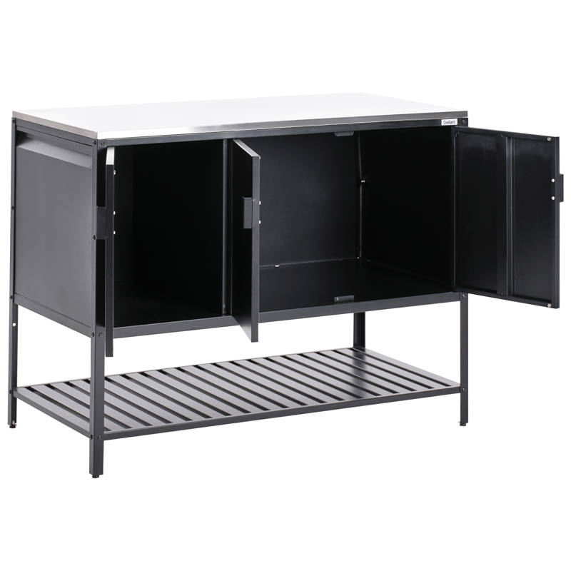 Udekøkkensæt i 2 dele med barbord Maenza Stål - Sort/Sølv - Have - Grill - Udekøkken - Komplette udekøkkener