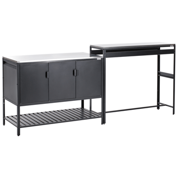 Udekøkkensæt i 2 dele med barbord Maenza Stål - Sort/Sølv - Have - Grill - Udekøkken - Komplette udekøkkener