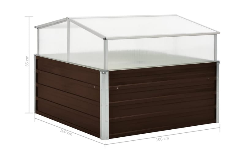 Drivhus 100 X 100 X 85 Cm Galvaniseret Stål Brun - gennemsigtig - Have - Havearbejde & dyrkning - Drivhuse
