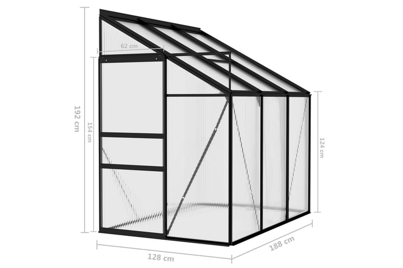 drivhus 3,8 m³ aluminium antracitgrå - Antracit - Drivhuse - Fritstående drivhus