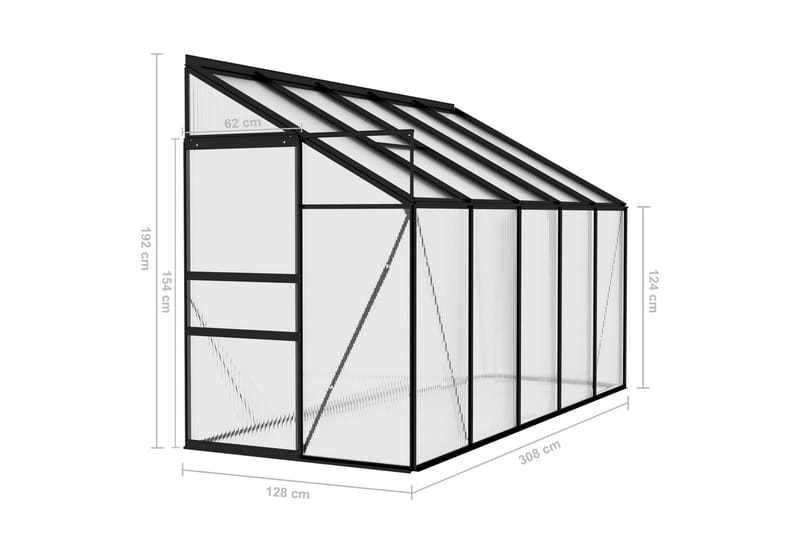 Drivhus 6,23 m² Aluminium Antracitgrå - Antracit - Drivhuse - Fritstående drivhus