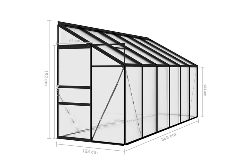 Drivhus 7,44 m² Aluminium Antracitgrå - Antracit - Drivhuse - Fritstående drivhus
