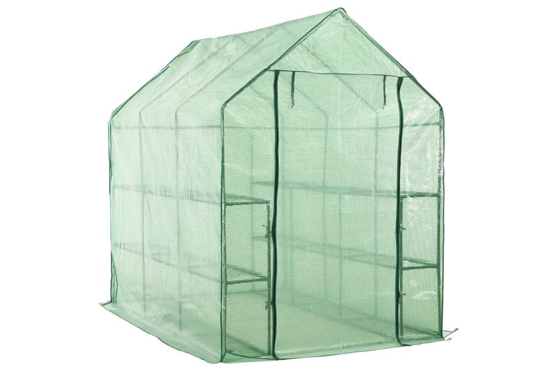 Drivhus Med 12 Hylder 143 X 214 X 196 Cm Stål - Grøn - Have - Havearbejde & dyrkning - Drivhuse