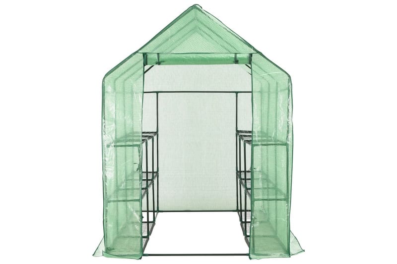 Drivhus Med 12 Hylder 143 X 214 X 196 Cm Stål - Grøn - Have - Havearbejde & dyrkning - Drivhuse