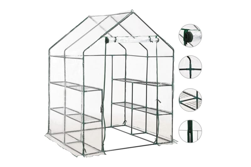 Drivhus Med 8 Hylder 143 X 143 X 195 Cm - Gennemsigtig - Have - Havearbejde & dyrkning - Drivhuse