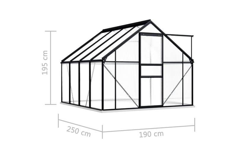Drivhus Med Bundstel 15,2 M³ Aluminium Antracitgrå - Grå - Drivhuse - Fritstående drivhus