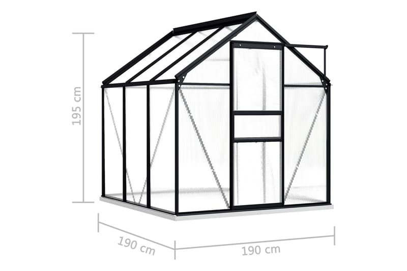 Drivhus Med Fundamentramme 11,55 M³ Aluminium Antracitgrå - Grå - Have - Havearbejde & dyrkning - Drivhuse