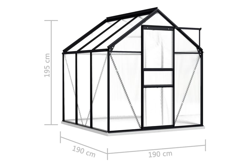 Drivhus Med Fundamentramme 11,55 M³ Aluminium Antracitgrå - Grå - Drivhuse - Fritstående drivhus