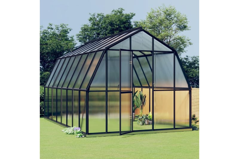 drivhus med fundamentramme 13,31 mÂ² aluminium antracitgrå - Antracit - Drivhuse - Fritstående drivhus