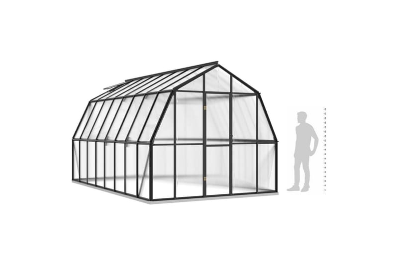 drivhus med fundamentramme 13,31 mÂ² aluminium antracitgrå - Antracit - Drivhuse - Fritstående drivhus