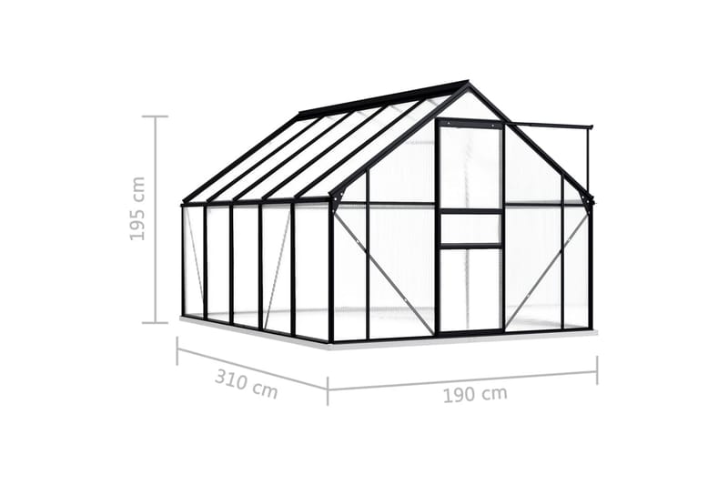Drivhus Med Fundamentramme 18,85 M³ Aluminium Antracitgrå - Grå - Drivhuse - Fritstående drivhus