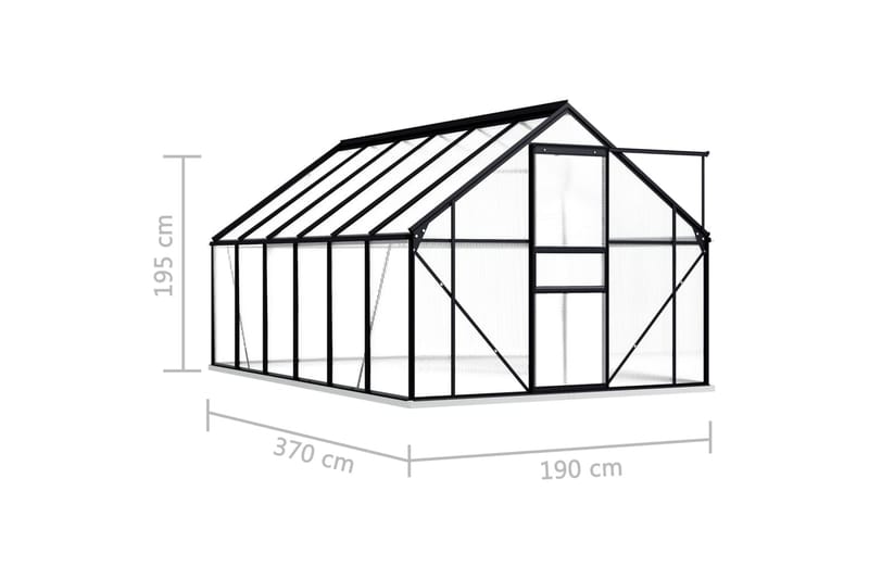 Drivhus Med Fundamentramme 22,5 M³ Aluminium Antracitgrå - Grå - Drivhuse - Fritstående drivhus