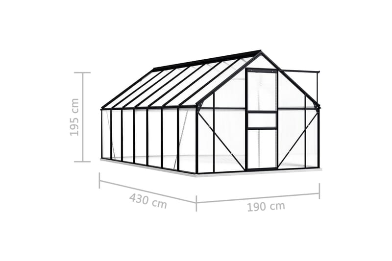 Drivhus Med Fundamentramme 26,14 M³ Aluminium Antracitgrå - Grå - Drivhuse - Fritstående drivhus