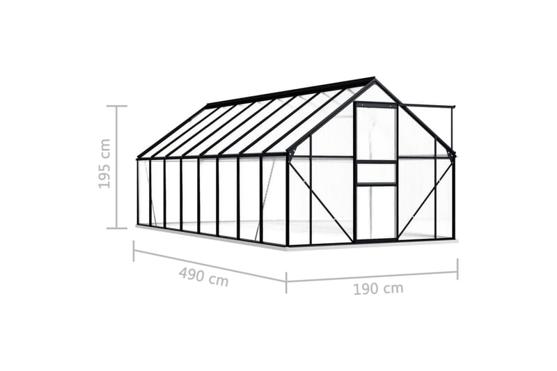 Drivhus Med Fundamentramme 29,79 M³ Aluminium Antracitgrå - Grå - Drivhuse - Fritstående drivhus