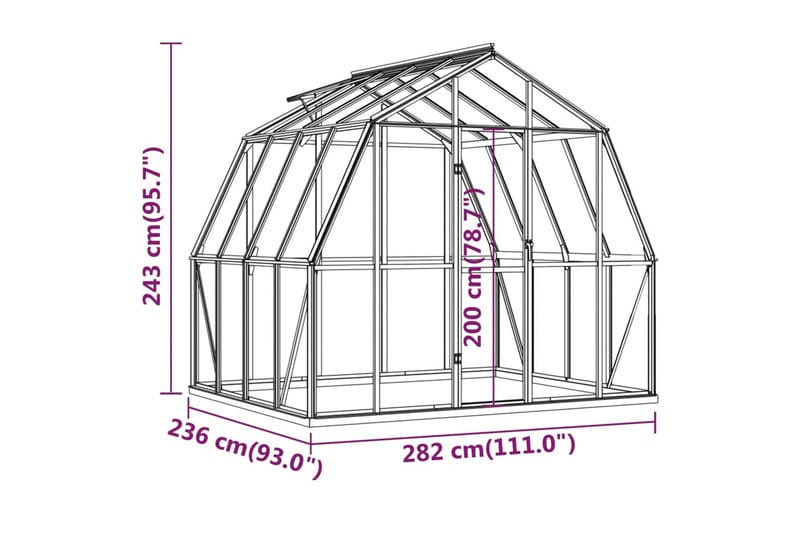 drivhus med fundamentramme 6,66 mÂ² aluminium antracitgrå - Antracit - Drivhuse - Fritstående drivhus