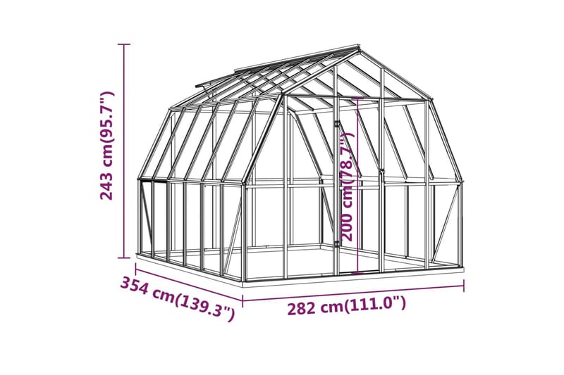 drivhus med fundamentramme 9,98 mÂ² aluminium antracitgrå - Antracit - Drivhuse - Fritstående drivhus