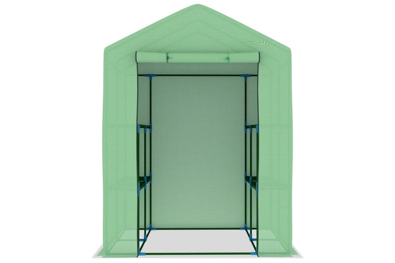 Drivhus med Hylder 143x143x195 cm Stål - Grøn - Have - Havearbejde & dyrkning - Drivhuse