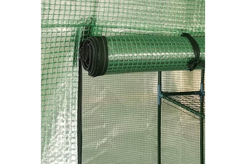 Drivhus med Hylder 227x223 cm Stål - Grøn - Have - Havearbejde & dyrkning - Drivhuse