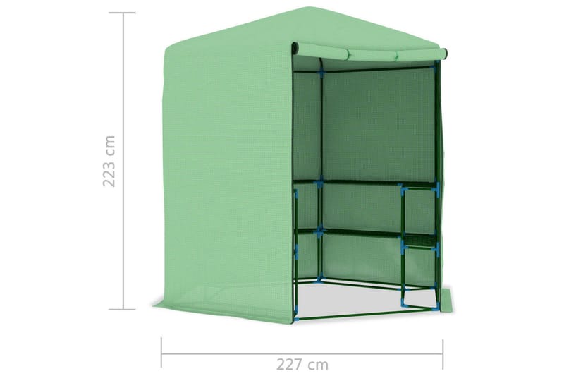 Drivhus med Hylder 227x223 cm Stål - Grøn - Have - Havearbejde & dyrkning - Drivhuse