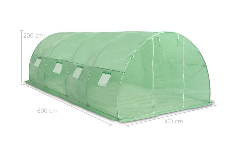 Drivhus Med Stålfundament 18 M² 600 X 300 X 200 Cm - Grøn - Have - Havearbejde & dyrkning - Drivhuse