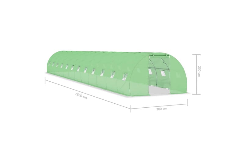 Drivhus med Stålfundament 54 m² 18x3x2 M - Grøn - Have - Havearbejde & dyrkning - Drivhuse