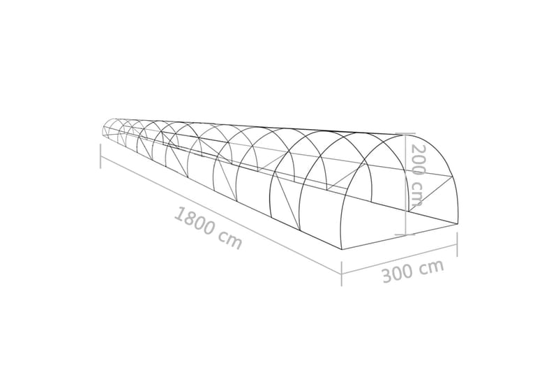 Drivhus med Stålfundament 54 m² 18x3x2 M - Grøn - Have - Havearbejde & dyrkning - Drivhuse