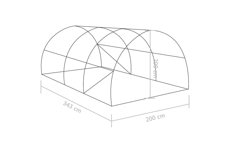 Drivhus med Stålfundament 6,86 m² 3,43x2x2 M - Grøn - Have - Havearbejde & dyrkning - Drivhuse