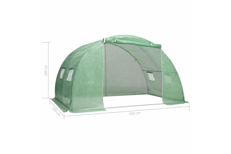 Drivhus med Stålfundament 8 m² 2x4x2 M - Grøn - Have - Havearbejde & dyrkning - Drivhuse