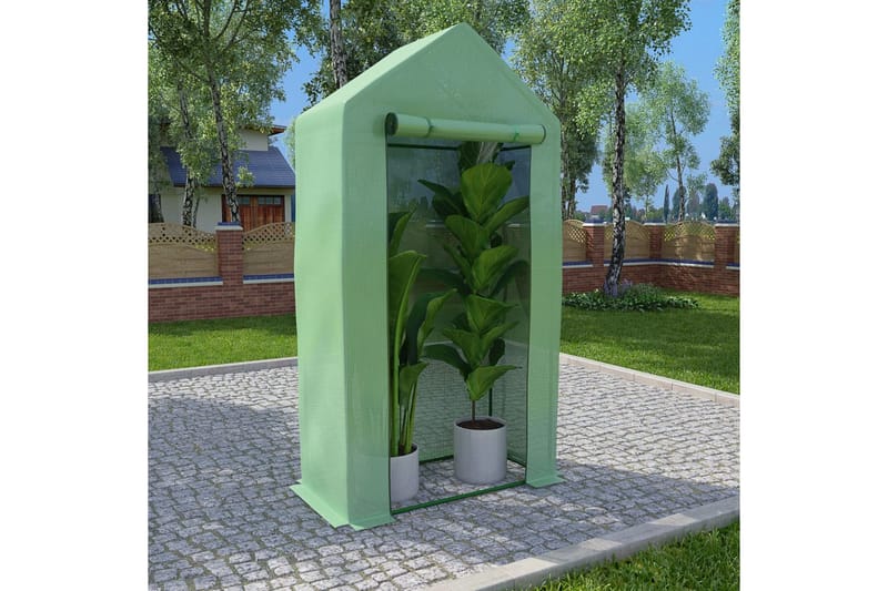 Drivhus med Stålstel 0,5 m² 1x0,5x1,9 M - Grøn - Have - Havearbejde & dyrkning - Drivhuse