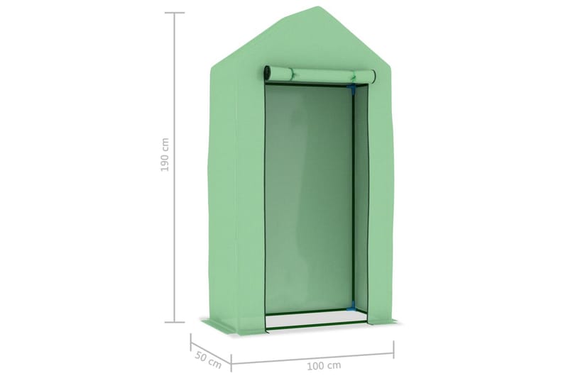 Drivhus med Stålstel 0,5 m² 1x0,5x1,9 M - Grøn - Have - Havearbejde & dyrkning - Drivhuse