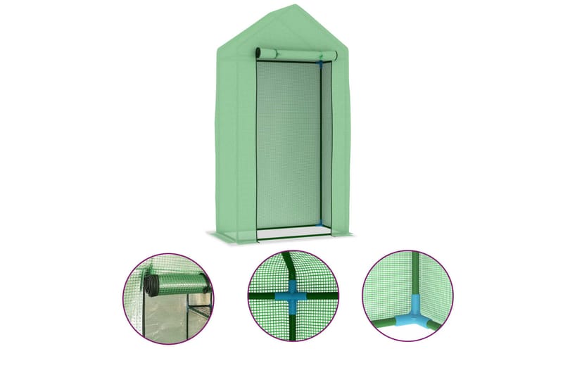Drivhus med Stålstel 0,5 m² 1x0,5x1,9 M - Grøn - Have - Havearbejde & dyrkning - Drivhuse