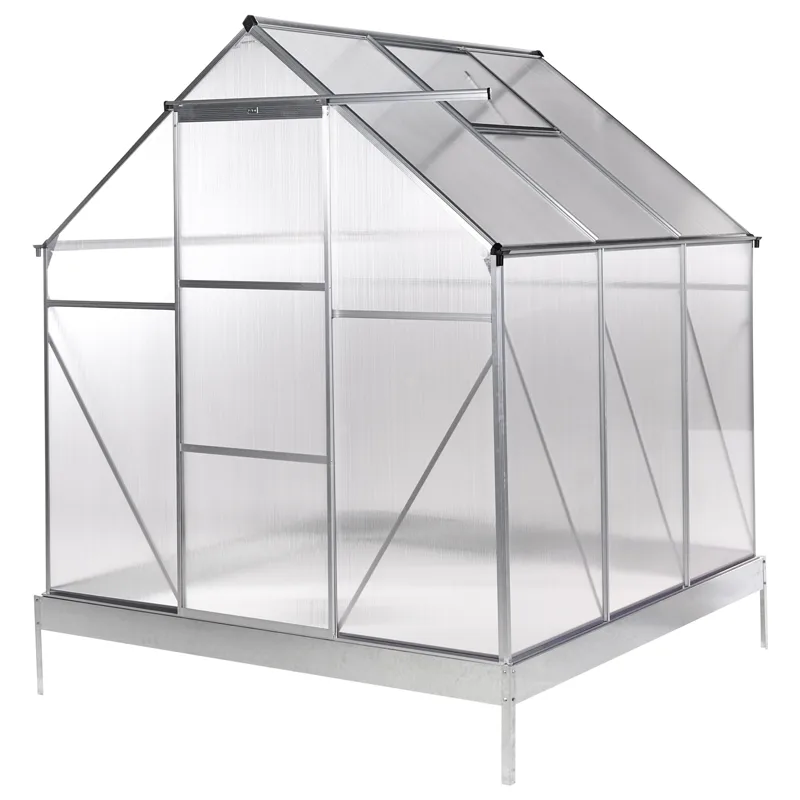 Drivhus til have Apulia Sølv 190 cm, Sølv/Transparent