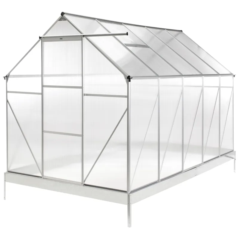 Drivhus til have Apulia Sølv 315 cm, Sølv/Transparent