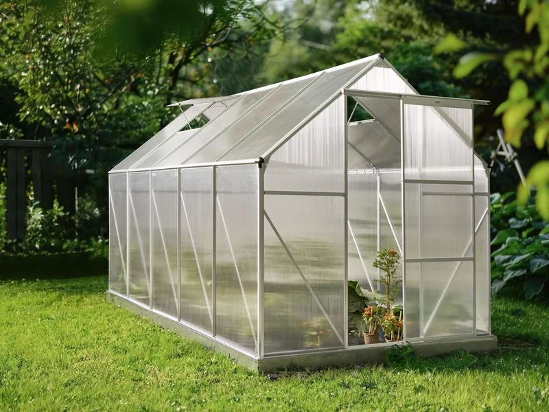 Drivhus til have Apulia Sølv 315 cm - Sølv/Transparent - Have - Havearbejde & dyrkning - Drivhuse