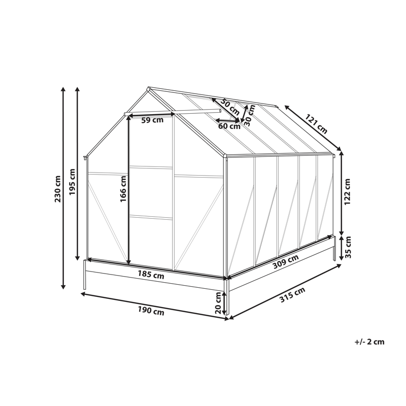 Drivhus til have Apulia Sølv 315 cm - Sølv/Transparent - Have - Havearbejde & dyrkning - Drivhuse