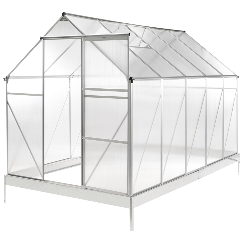 Drivhus til have Apulia Sølv 315 cm - Sølv/Transparent - Have - Havearbejde & dyrkning - Drivhuse