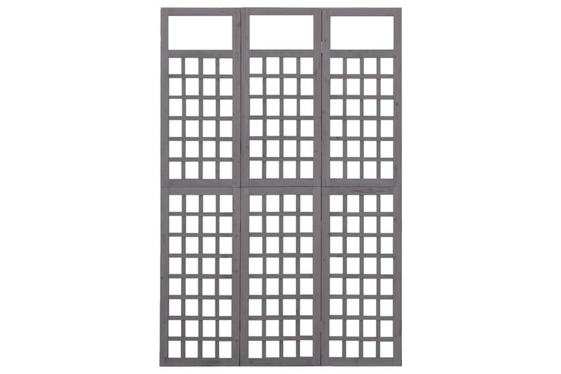 3-panels rumdeler/espalier 121x180 cm massivt fyrretræ grå - Grå - Have - Havearbejde & dyrkning - Drivhuse - Drivhustilbehør