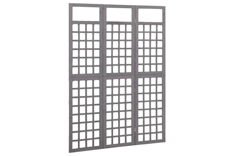 3-panels rumdeler/espalier 121x180 cm massivt fyrretræ grå - Grå - Have - Havearbejde & dyrkning - Drivhuse - Drivhustilbehør