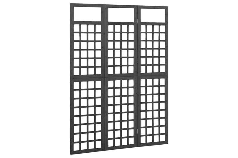 3-panels rumdeler/espalier 121x180 cm massivt fyrretræ sort - Sort - Drivhustilbehør - Espailer