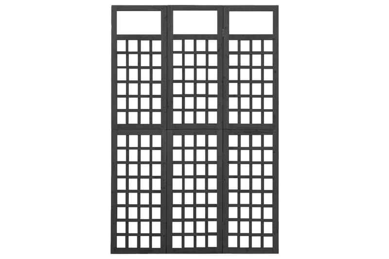 3-panels rumdeler/espalier 121x180 cm massivt fyrretræ sort - Sort - Espailer - Drivhustilbehør