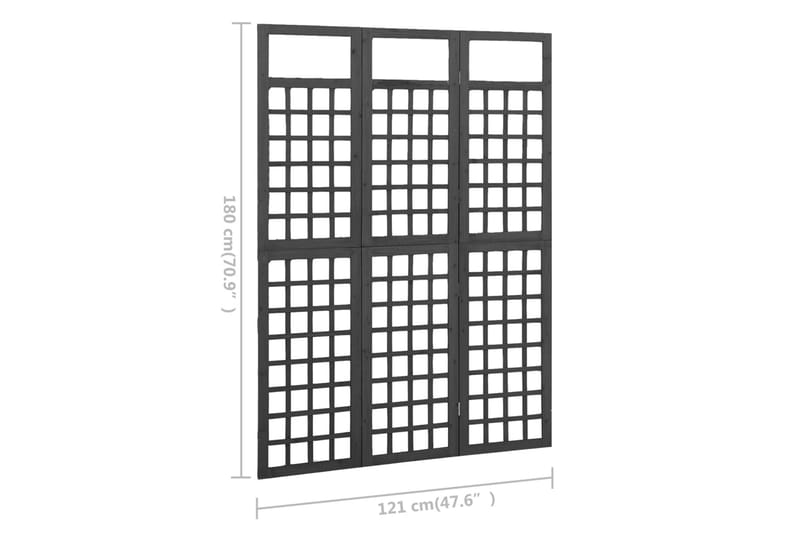 3-panels rumdeler/espalier 121x180 cm massivt fyrretræ sort - Sort - Espailer - Drivhustilbehør