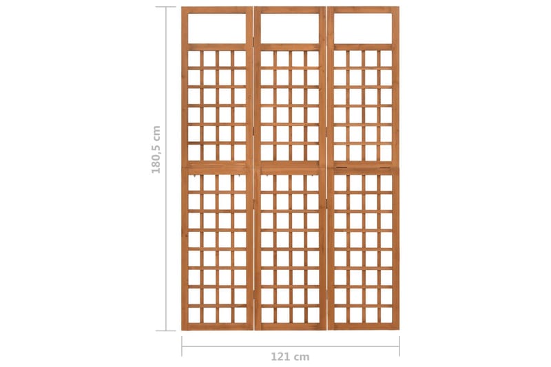 3-panels rumdeler/espalier 121x180,5 cm massivt grantræ - Brun - Have - Havearbejde & dyrkning - Drivhuse - Drivhustilbehør