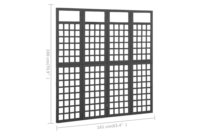 4-panels rumdeler/espalier 161x180 cm massivt fyrretræ sort - Sort - Have - Havearbejde & dyrkning - Drivhuse - Drivhustilbehør